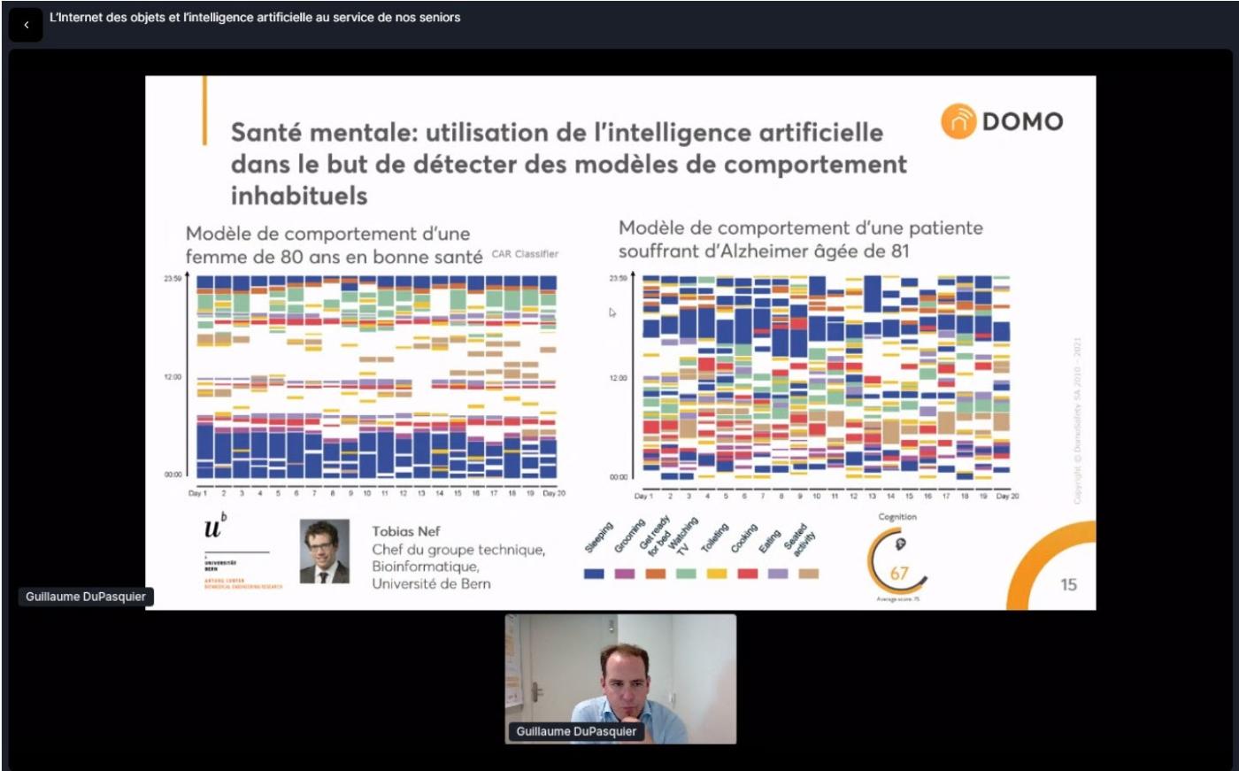 Guillaume DuPasquier a expliqué comment l'Internet des objets et l’intelligence artificielle pouvait permettre de maintenir les seniors plus longtemps à domicile.