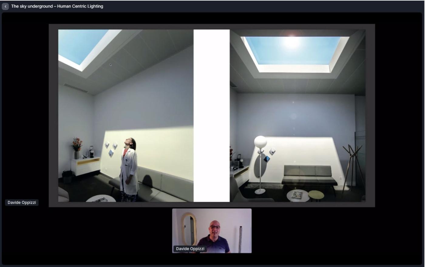 Le projet d'éclairage artificiel réalisé par l'équipe de Davide Oppizzi donne l'impression de pouvoir profiter de la lumière du soleil alors que l'on se trouve au 4<sup>e</sup> sous-sol d'un hôpital.