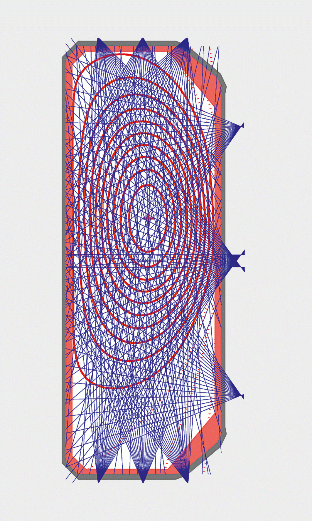 <strong>Figure 7</strong> Disposition des 10 caméras tomographiques, de 20 canaux chacune, autour de la chambre de TCV.