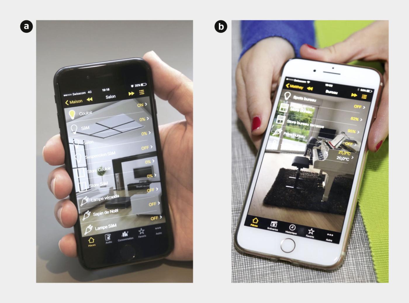 Les deux familles utilisent intensivement leurs smartphones pour commander leur installation à distance.