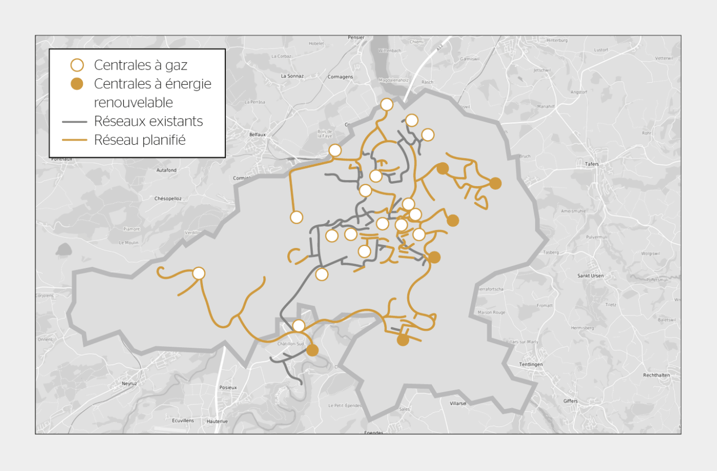 <strong>Figure 3</strong> La mise en réseau de tous ces noyaux est en cours et représente un point-clé de la stratégie de Groupe E Celsius.