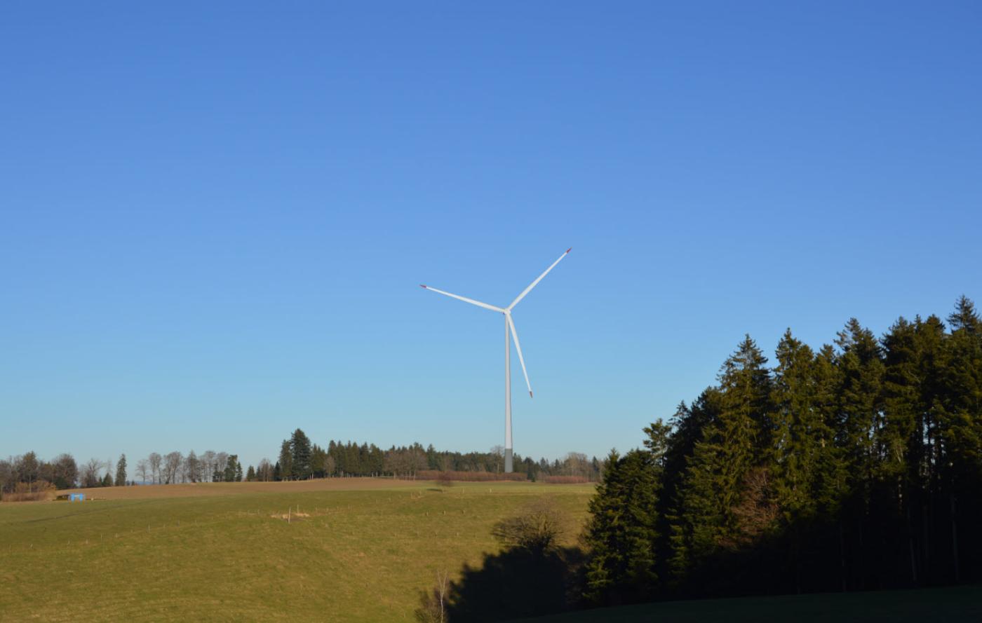 Visualisierung des möglichen Standortes eines Windrades auf dem Salbrig bei Willisau.