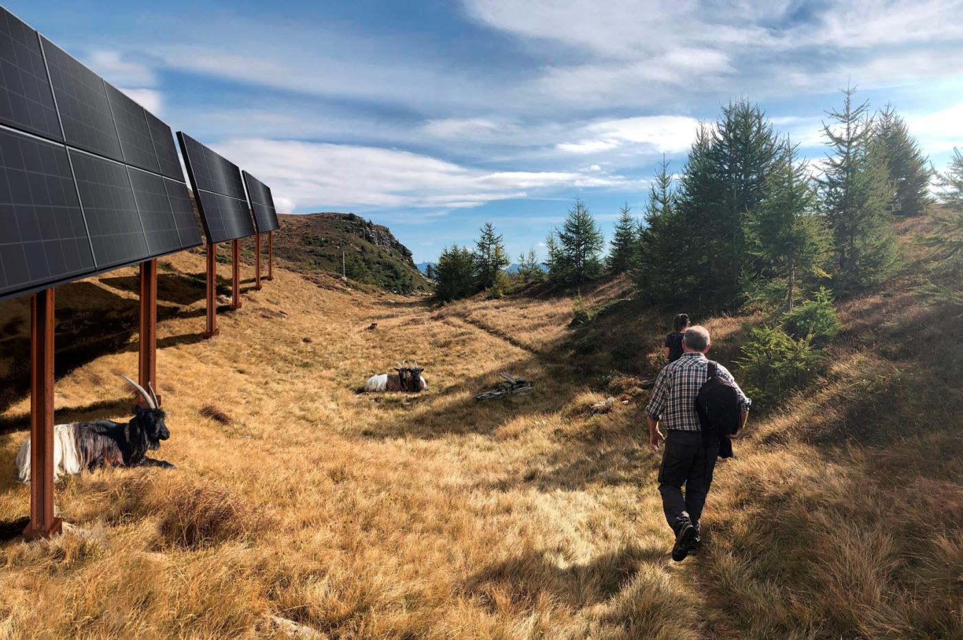 Le projet de Gondo-Solar prévoyait à l’origine des panneaux solaires inclinés et orientés vers le sud.