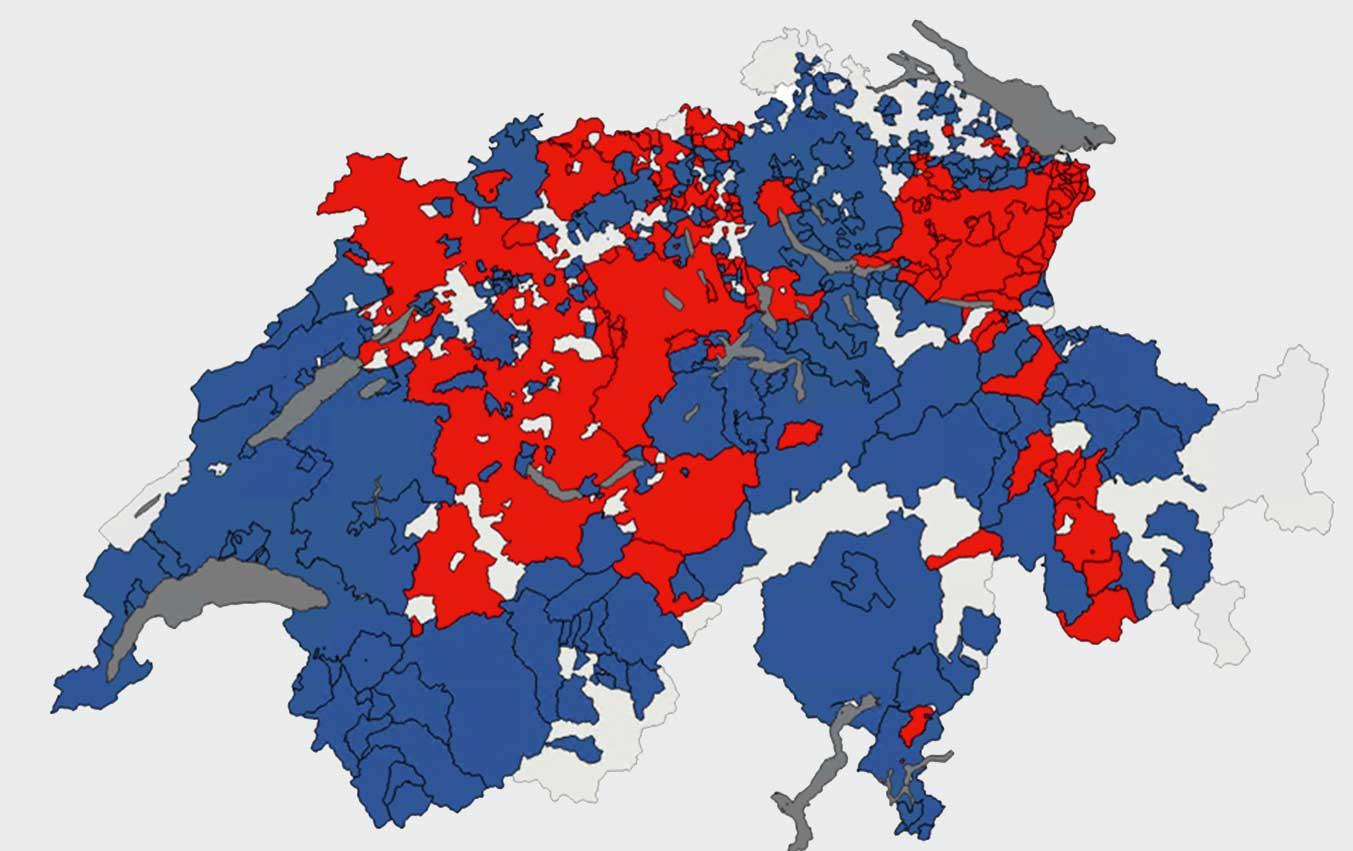 90% der Anschlüsse (rot und blau) sind über den Swisseldex-Datahub erreichbar.