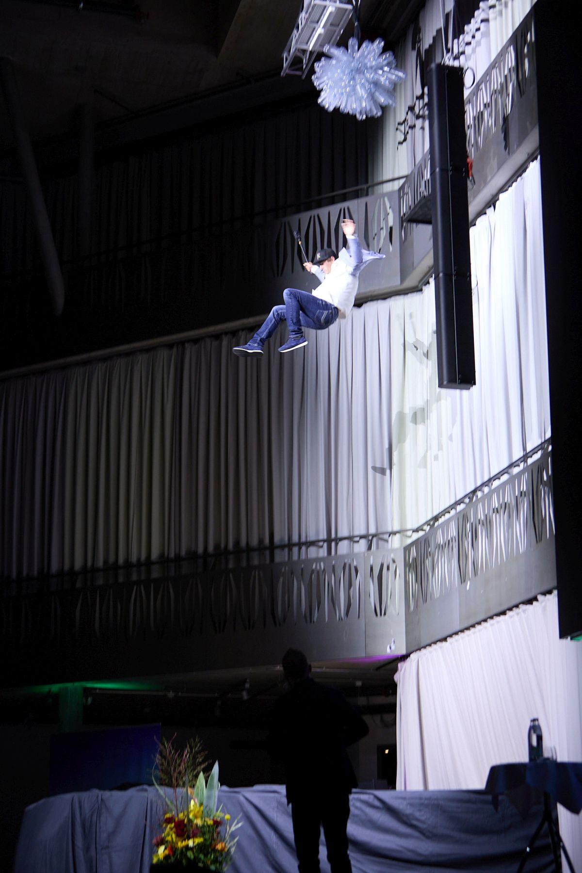 In Action: der Stuntman Oliver Keller springt zum Einsatz.&nbsp;